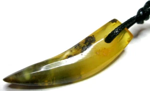 GENUINE BALTIC AMBER PENDANT ,, FANG'' ( with a rope ) - Picture 1 of 20