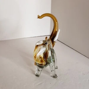 Vtg Art Glass Elephant Trunk Up Figurine 5 1/2" - Picture 1 of 9