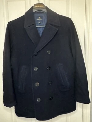 Brooks Brothers Vitale Barberis Canonico Wool Pea Coat Large Navy Blue - Image 1 of 4