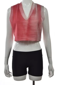 Elie Tahari Womens Top Size 10 Pink White Textured Sleeveless Crop Shirt Casual - Picture 1 of 4