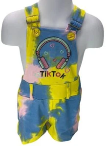Fun Summer GIRL OVERALL Shorts - Tie Dye Yellow - Picture 1 of 1