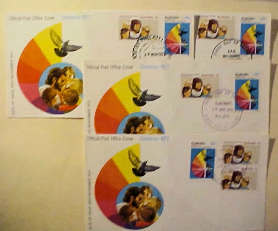 AUSTRALIA FDC  CHRISTMAS 1972 #539-40,4 DIFF CACHETS.STAMPS ALONE CAT $ 30.00 - Image 1 of 1