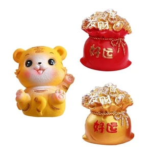 3 Piezas Bolsa de Buena Suerte Ornamento Tigre Figura de Acción Estatuillas Oficina Estatua - Imagen 1 de 12