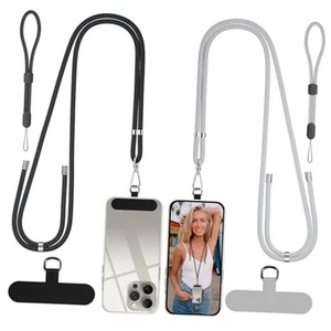 Smycz crossbody, długa i nadgarstkowa nylonowa smycz na telefon komórkowy wokół czarnoszary - Zdjęcie 1 z 7