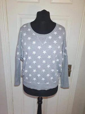 Hush Grey Star Sweatshirt Jumper Size Small / Medium 10 - 12 Batwing Relaxed Fit - Image 1 of 4