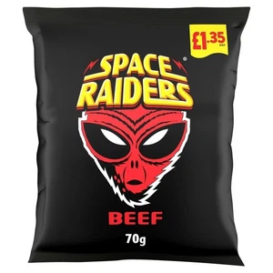 SPACE RAIDERS BEEF CRISPS £1.35 BAG 70g -  BOX OF 20 PACKS ONLY £22.49 - Picture 1 of 2