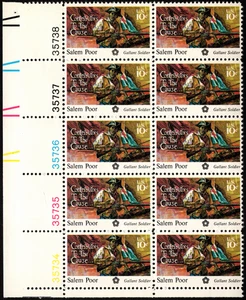 US Stamp Scott # 1560 Plate Block - 10 Cents Salem Poor Contributor to the Cause - Picture 1 of 1