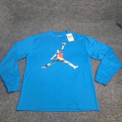 Camisa Jordan Hombres Media Luz Foto Azul Manga Larga Jumpman Vuelo Nike Air Camiseta Foto 1 de 4