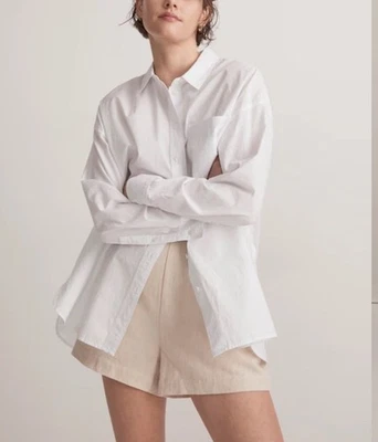 Camisa Madewell The Signature popeline oversized ilhós branca pequena nova com etiquetas dinheiro antigo - Imagem 1 de 4