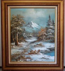 Oil Painting on Canvas Winter Landscape Signed W Duncan  - Picture 1 of 12