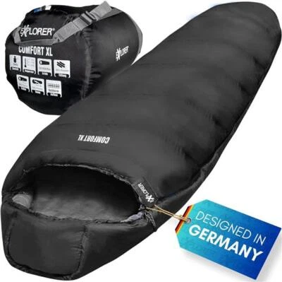 Mumienschlafsack Schlafsack Winter -23°C XL 2000g Comfort Camping Zelt schwarz - Bild 1 von 4