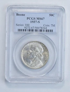 MS67 1937-S Boone Bicentennial Commemorative Half Dollar - Graded PCGS *5784 - Picture 1 of 3