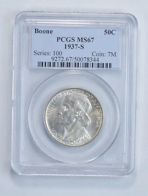 MS67 1937-S Boone Bicentennial Commemorative Half Dollar - Graded PCGS *5784 - Image 1 of 3