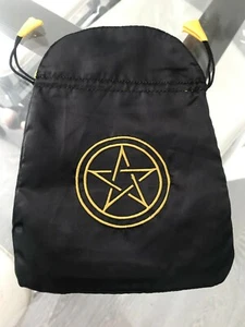 BOURSE SAC POCHE NOIR POUR RANGEMENT GRANDE CARTE TAROT DIVINATOIRE EN SATIN - Picture 1 of 2