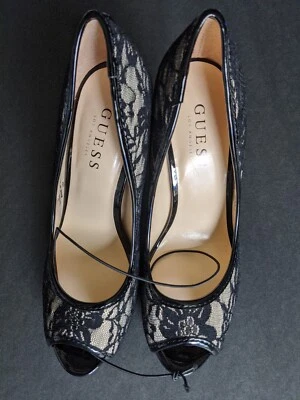 Womens Ladies Guess High Heel Black flower pattern Size 7  - Image 1 of 4