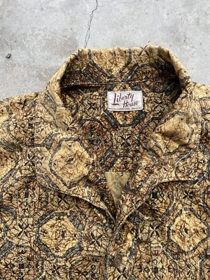 Vintage 50s Liberty House Waikiki Nani Hawaii Wood Buttons Hawaiian Shirt Aloha - Image 1 of 4