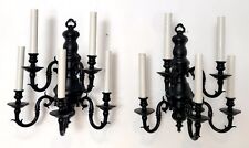 A Pair Of French Black Wrought Iron Five Arms Wall Lights/Sconces