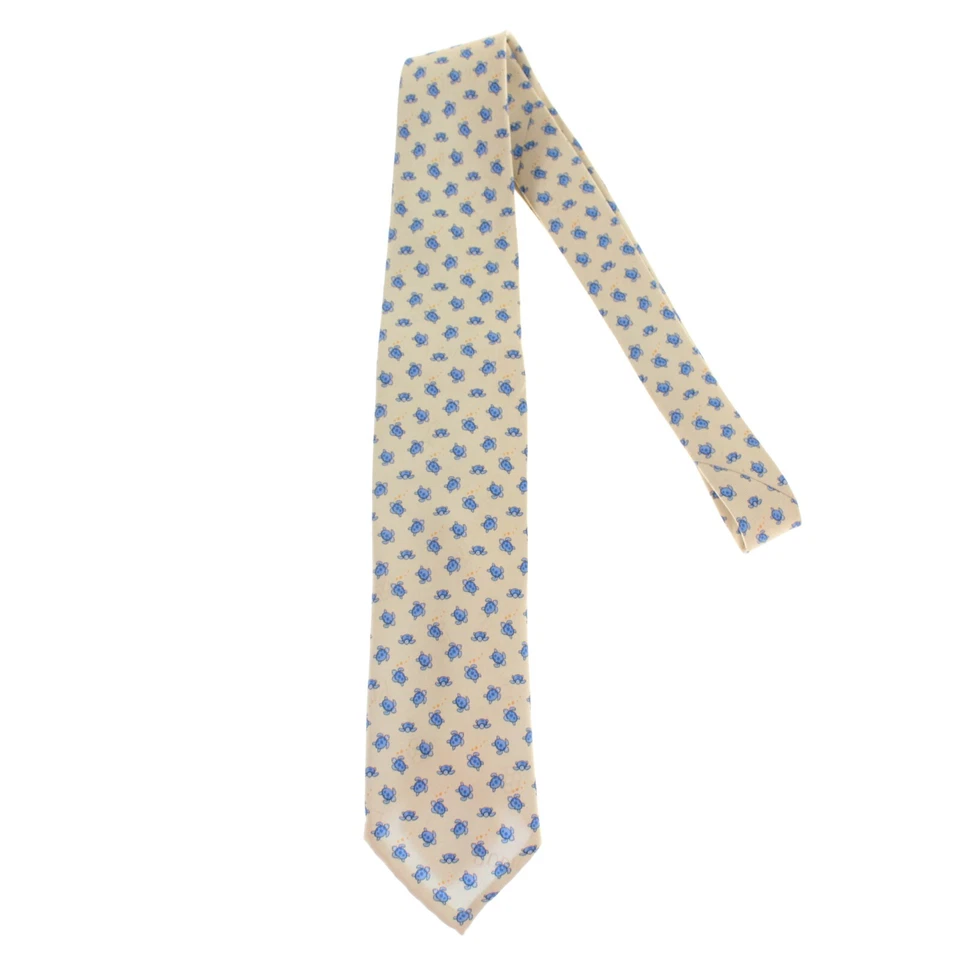 Corbata de cuello Rubinacci 100 % seda nueva sin etiquetas en amarillo pálido con tortugas azules Foto 1 de 4