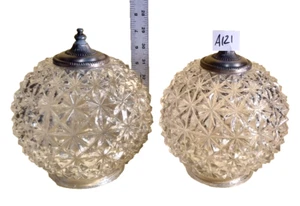 2 CLEAR CUT GLASS TEXTURED DIAMOND SWAG PENDANT HANGING GLOBE BALL LAMP LIte MCM - Picture 1 of 3