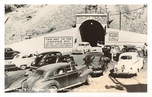 Túnel Copperfield De Colección Coches Escena Bingham Canyon, UT De Colección Años 50 RPPC Postal - Imagen 1 de 2