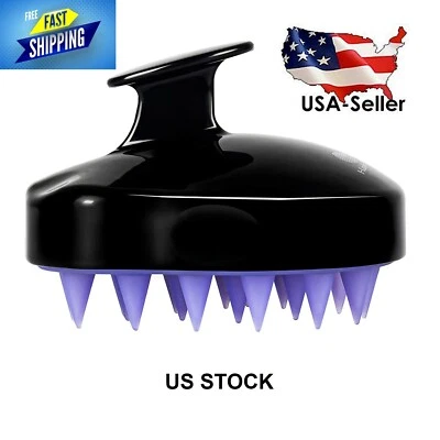 Champú de masaje para cabello cuero cabelludo cepillo de silicona, negro y púrpura (paquete de 2) Foto 1 de 4