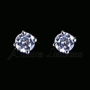 4 MM_RUNDE BRILLANT KLARE CZ POST OHRRINGE_STECKER__925 STERLINGSILBER - NF - Bild 1 von 6