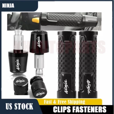 Black CNC Grip Handle bar Balanced Plug slider End Cap Cover For KAWASAKI NINJA - Image 1 of 4