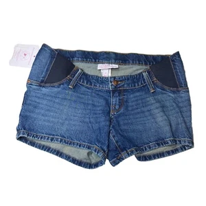 Isabel Maternity Jean Shorts Stretch Side Panel Midi Ingrid & Isabel Denim NEW - Picture 1 of 7