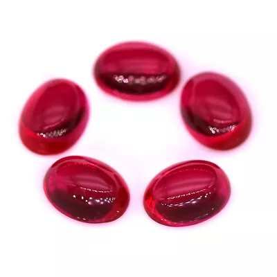Red Ruby 2x3mmto3x5m Oval Flat Back Cabochon Synthetic Loose Gemstone Calibrated - Image 1 of 4
