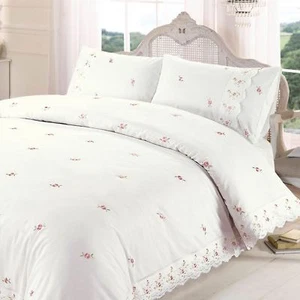 SOPHIE FLORAL CREAM KING SIZE DUVET COVER & PILLOWCASE SET RETRO - Picture 1 of 3