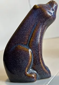 OSO PEQUEÑO DE CERÁMICA ESCANDINAVO MODERNO DE MEDIADOS DE SIGLO MARRÓN ESMALTE AZUL PÚRPURA 4,25"" - Imagen 1 de 15