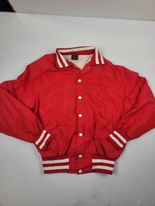 Vintage Aristo Jac Jacket Adult Large Red Snap Up Windbreaker Nylon Coaches Coat - Picture 1 of 13