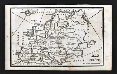 1830 Nathan Hale Mapa Europa España Portugal Francia Inglaterra Alemania Italia Suecia Foto 1 de 2