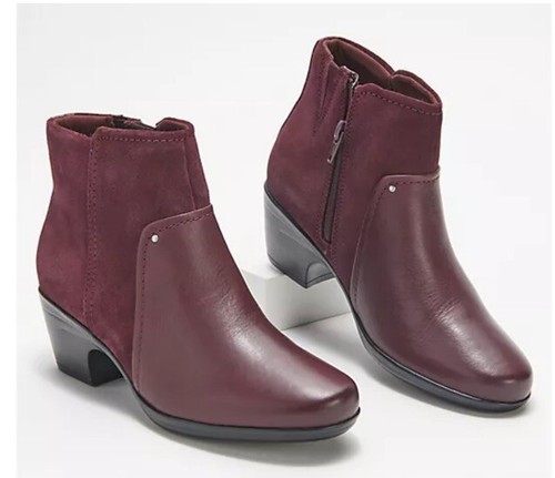 Stivaletti Clarks Collection in pelle con tacco Emily stivaletto basso bordeaux taglia 7 5 M