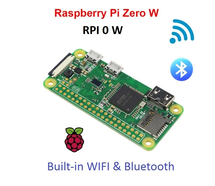 New RPI0 Raspberry Pi Zero W Wireless WIFI Bluetooth 1GHz CPU 512MB RAM 1080P HD - Image 1 of 1