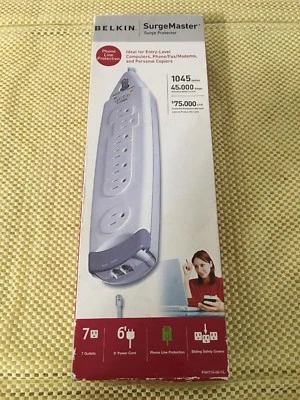 Belkin SurgeMaster •Surge,Spike,& Lightning Surge Protector •7 Outlet •F9H710-06 - Image 1 of 4