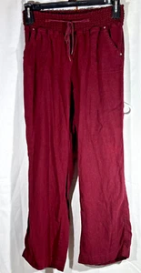 Ci Sono Pants Womens Large Burgundy Linen Paperbag Beachy Boho Coastal Lounge - Picture 1 of 6