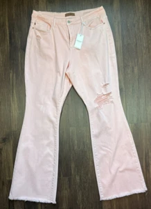 Jeans Judy blu rosa tinti in capo gamba dritta con orlo grezzo nuovi con etichette - 20W - Foto 1 di 6