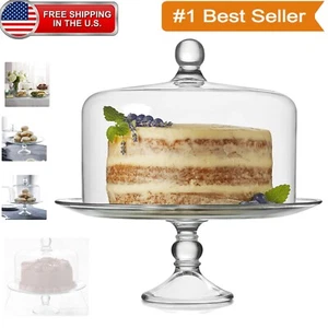 Sturdy 16.14" Glass Cake Holder with Dome Lid - Elegant Dessert Presentation - Picture 1 of 11