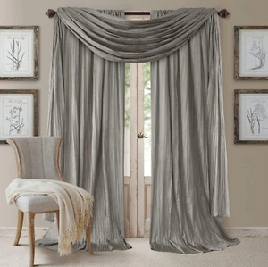 Cortinas Azul Para Sala Con Cenefas De 2 Paneles 54 X 84" Modernas Set New - Picture 1 of 12