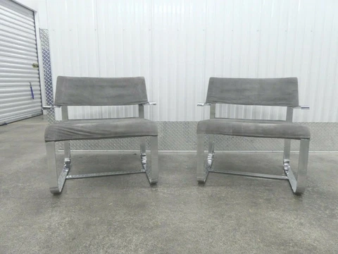 RARE EARLY 70'S SAPORITI  PROPOSALS  CHROME STEEL AND LEATHER LOUNGE CHAIRS Cover