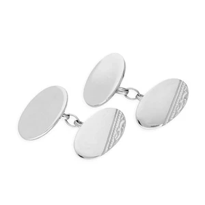 Sterling Silver Engraved Oval Double Sided Cufflinks - Picture 1 of 1