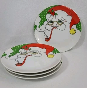 De colección Fitz & Floyd Variations 1979 Navidad Papá Noel 7" Platos de Ensalada JUEGO DE 4 - Imagen 1 de 13