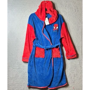 Spiderman Robe Boys XL Blue Red Long Sleeve Hooded Marvel Robe Cosusket NEW - Picture 1 of 9