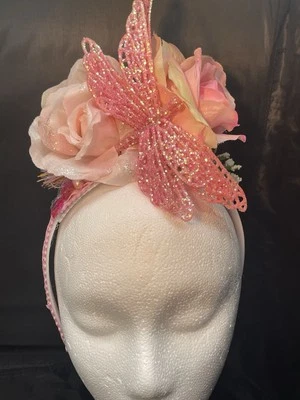 Birthday Headband Fascinator Floral Dragonfly Mom Party Shower Birthday Roses - Image 1 of 4