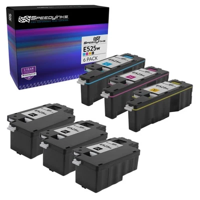 6pk Toner for Dell E525 E525w 593-BBJX Compatible Black & Color Set DPV4T G20VW - Image 1 of 4