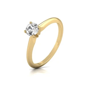 TimeLess Classics 1/2 Carat Lab Grown Diamond 4 Prong Solitaire Ring in 14K Y... - Picture 1 of 6