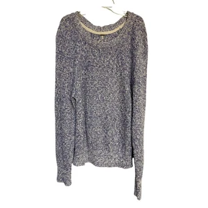 Free People Women's Knit Pullover Sweater Blue White Large Comfy Casual - Picture 1 of 5