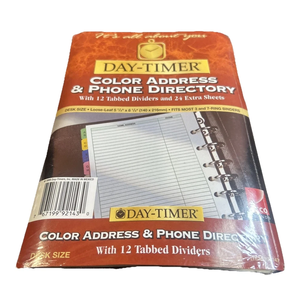 Day-Timer Address & Phone Directory Item 92143 Size 4
