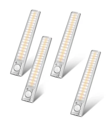 4-Pack LED Under Cabinet Lights, Rechargeable Motion Sensor, 3 Color Dimmable - Image 1 of 4